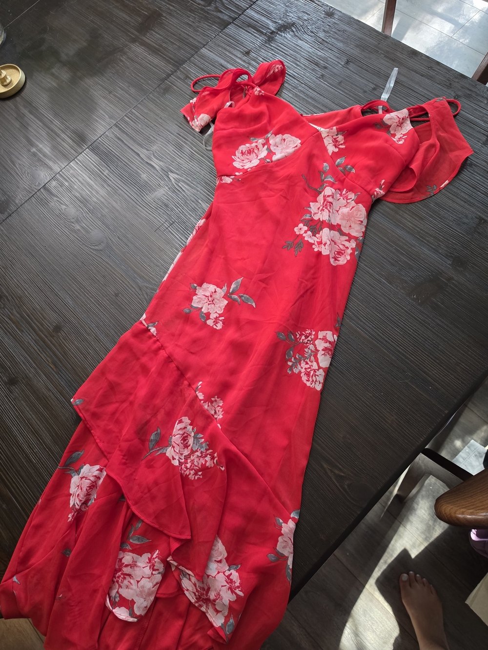 Speechless Red Floral High-Low Maxi Dress